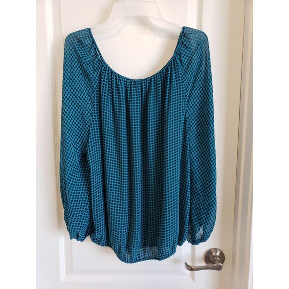 Chaus blue and black, azurite, graphic lines, gently gathered sleeves, size L - Picture 7 of 8